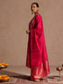 Janasya Women's Pink Silk Blend Zari Yoke Embroidered Straight Kurta Set